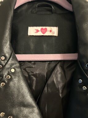 Black Studded Faux Leather Jacket - zipper, and has pockets